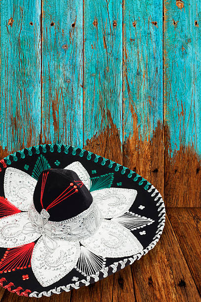 istock Vibrant Mexican Sombrero and Wood Background 521419254