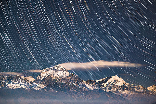 istock Himalaya Mountains with Startrail View from Poon Hill 521420114