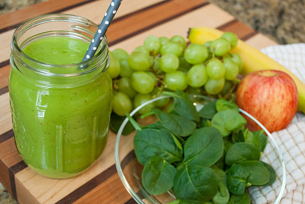Green Smoothie with Healthy Fruit and Vegetable Ingredients