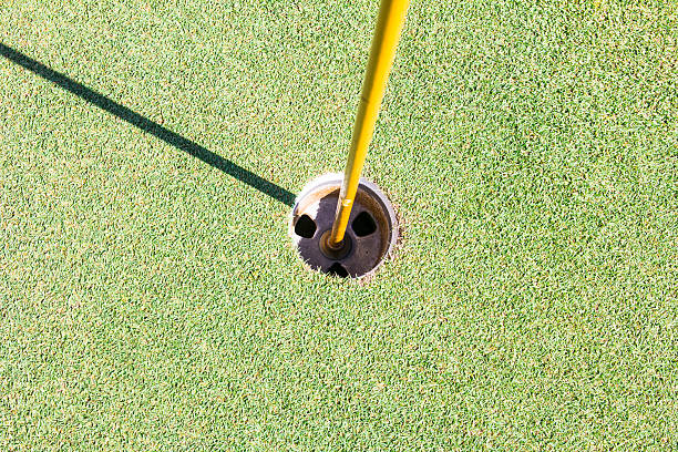 istock Golf hole and flag on the green grass 521423726