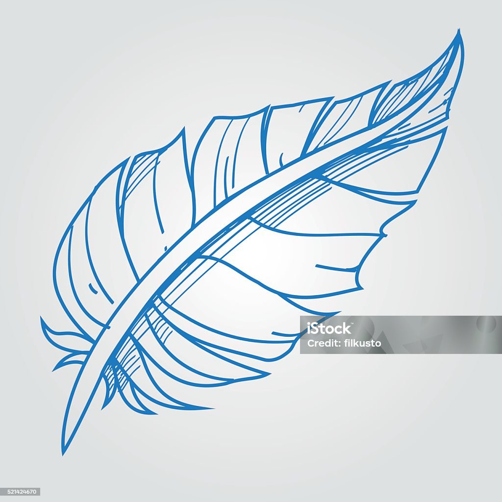 Feather Logo Outline Drawing Stock Illustration - Download Image Now -  Bird, Blue, Cartoon - iStock