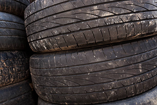istock used car tires. close-up 521426188