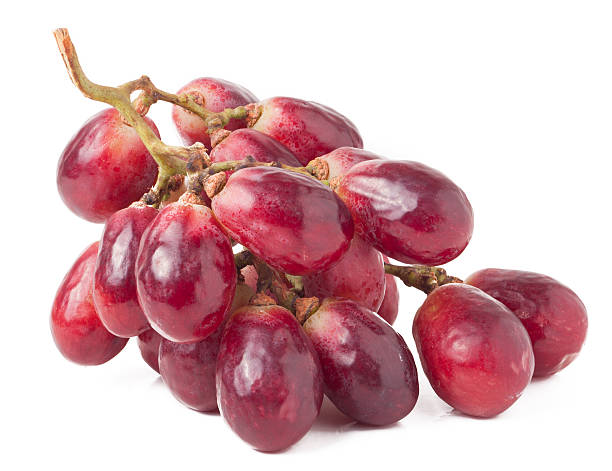 istock Ripe red grapes isolated on white background 521428240