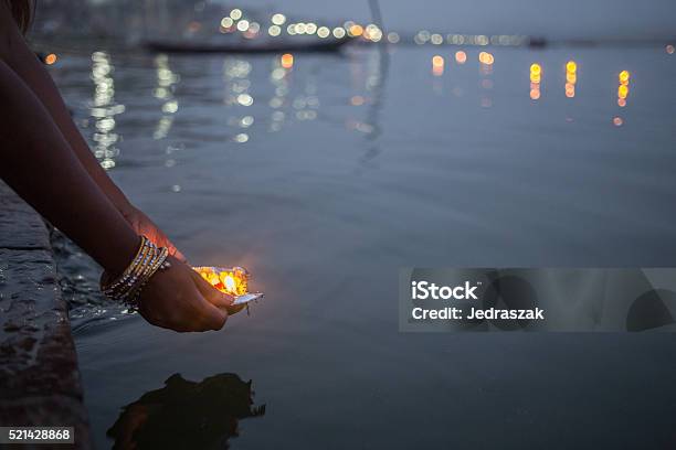 Varanasipuja2 Stock Photo - Download Image Now - Ganges River, Ceremony, Hinduism