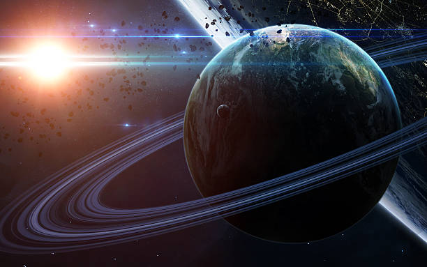 istock Abstract scientific background - glowing planet in space, nebula and 521429260