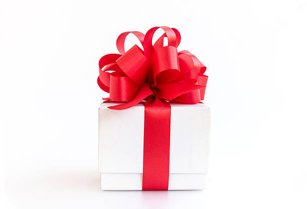 istock white gift box with red ribbon bow on white background 521432760
