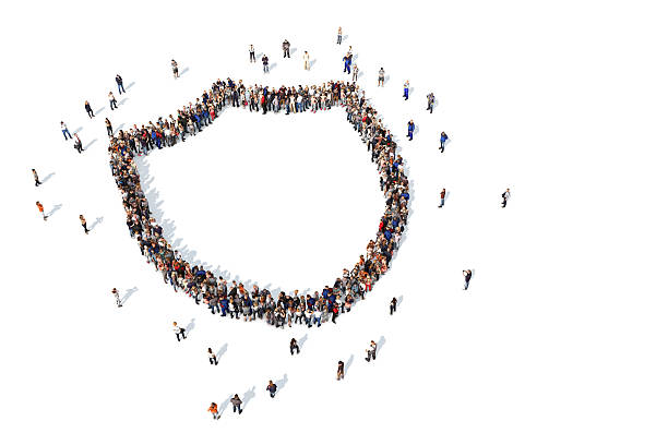 istock Group of people forming a shield symbol 521432826