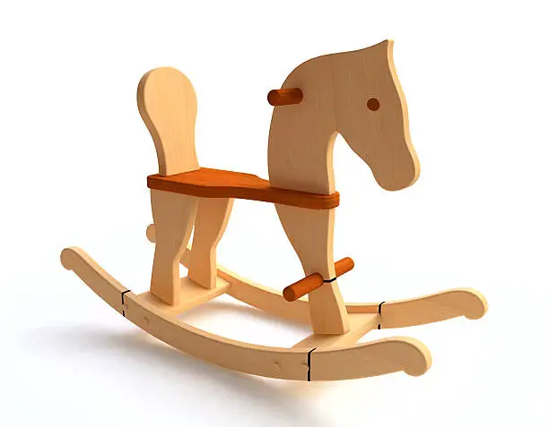 A Wooden Rocking Horse Toy in 3D