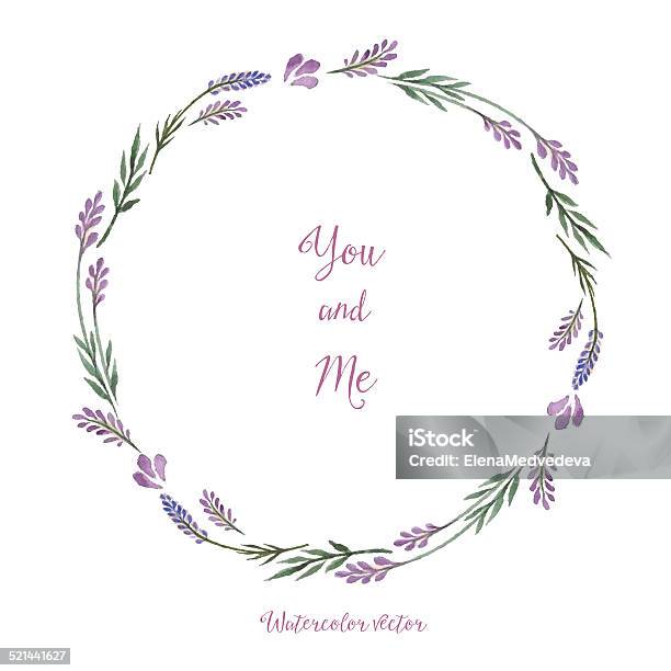 Watercolor Decorative Elements Stock Illustration - Download Image Now - Lavender - Plant, Wreath, Abstract