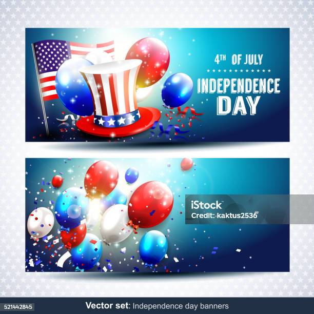 Independence Day Banners Vector Set Stock Illustration - Download Image Now - American Culture, Backgrounds, Blue