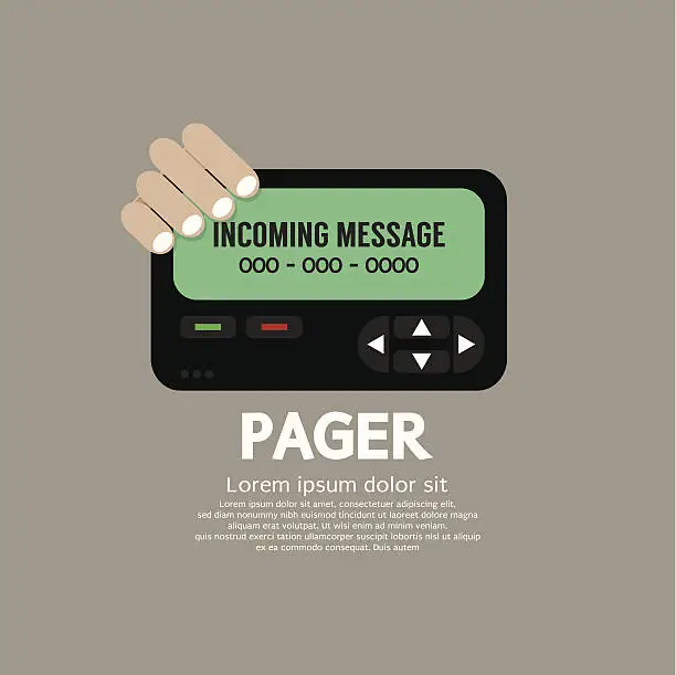 Vector illustration of Pager The Old Wireless Telecommunication Technology