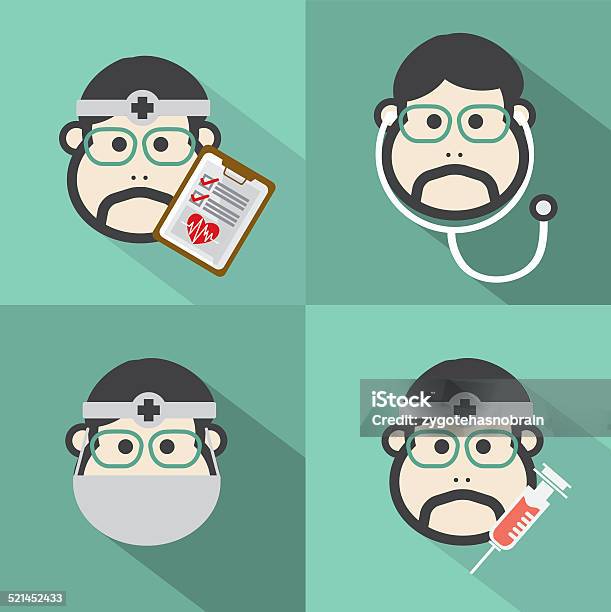 Flat Design Doctor Icon With Long Shadow Effect Vector Illustrat Stock Illustration - Download Image Now