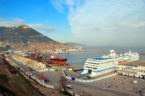 Oran, Algeria - January 27, 2008: the ferry El Djazair II prepares to leave for Alicante in Oran port