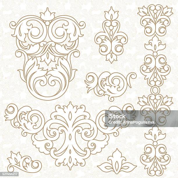 Vector Set Of Ornament In Victorian Style Stock Illustration - Download Image Now - Abstract, Arts Culture and Entertainment, Asian and Indian Ethnicities