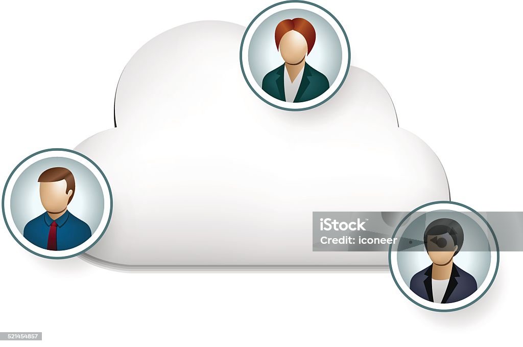 Cloud computing-illustration für die Kommunikation mit Mitarbeitern - Lizenzfrei Arbeiter Vektorgrafik