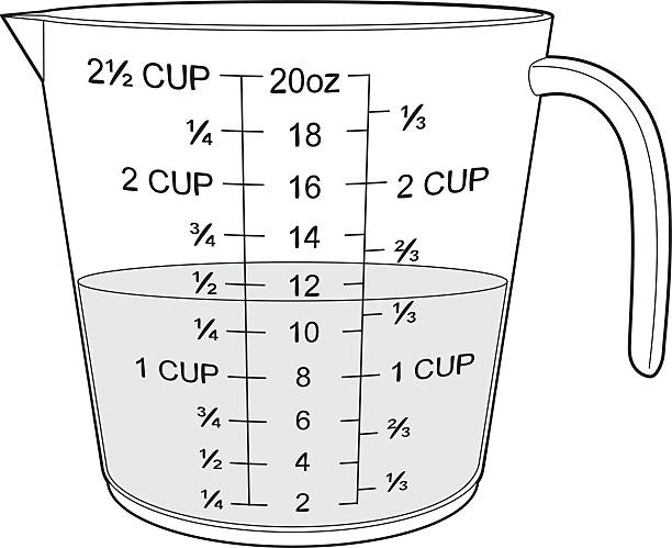 반 충원됨 측정 - measuring cup stock illustrations