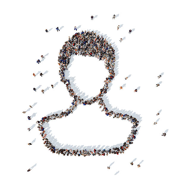 istock Group of people forming a human head symbol 521457796