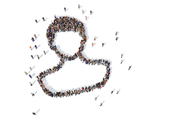 istock Group of people forming a human head symbol 521457818