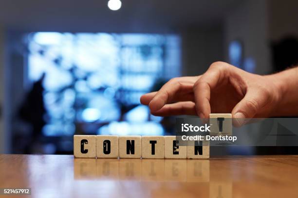 Content Concept With Alphabet Blocks Stock Photo - Download Image Now - Contented Emotion, Marketing, Web Page