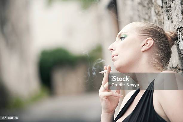 Smoking Woman Stock Photo - Download Image Now - 20-24 Years, 25-29 Years, Adult