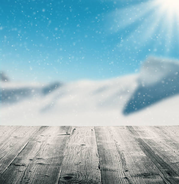 istock Winter scenery with wooden planks 521458489