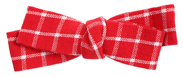 istock Red white plaid hair bow tie 521459680