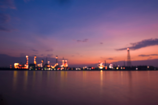 De-focused style of refinery plant in Bangkok while sun rising.