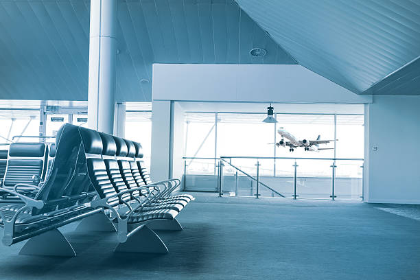 istock Taking Off Airplane, view from airport terminal. 521461456