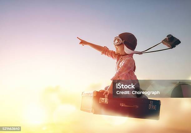 Dreams Of Travel Stock Photo - Download Image Now - Child, Dreamlike, Day Dreaming