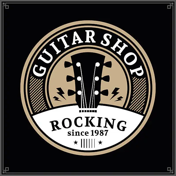 Vector illustration of Guitar Shop Label