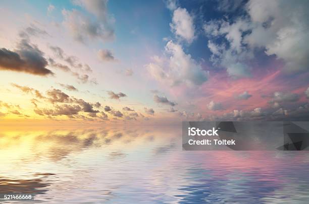 Sky Background On Sunset Stock Photo - Download Image Now - Sea, Multi Colored, Nature