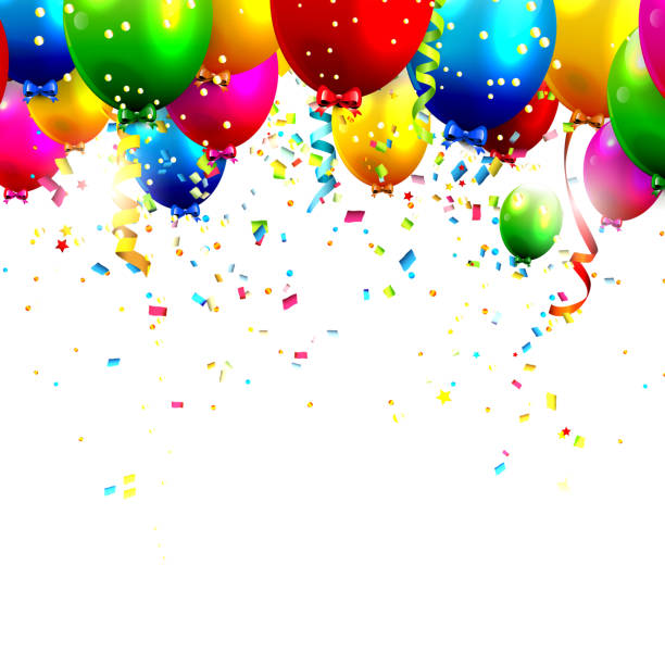 воздушные шарики на день рождения - balloon birthday confetti streamer stock illustrations