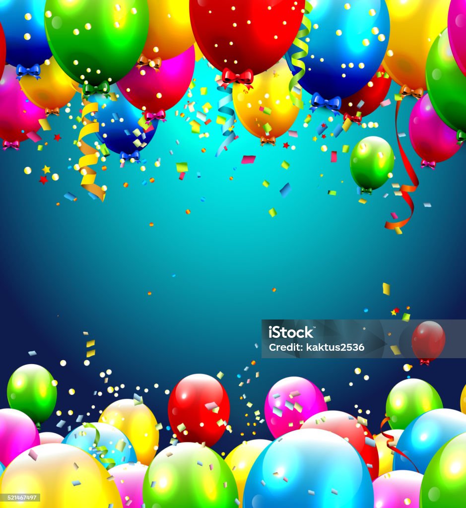 Birthday background Colorful birthday balloons - background with place for text Anniversary stock vector