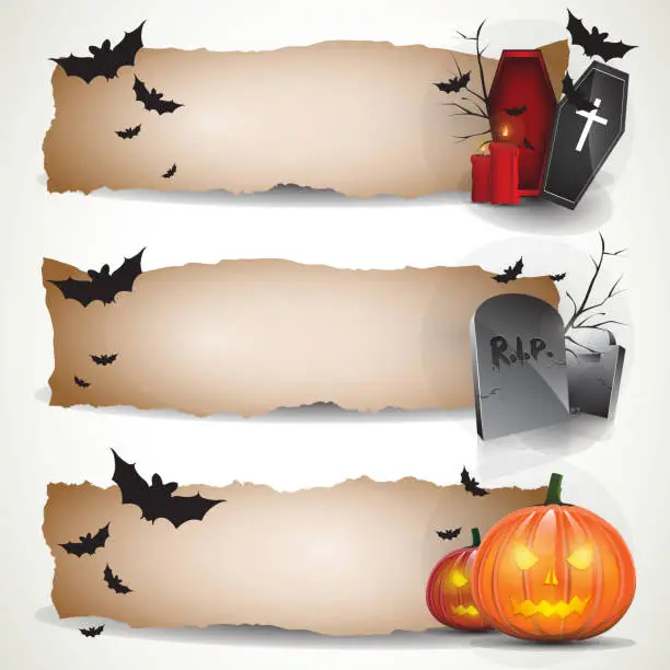 Vector illustration of Halloween horizontal banners