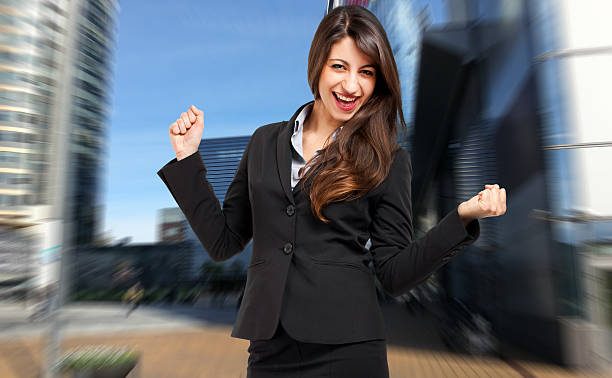 istock Happy businesswoman 521471479