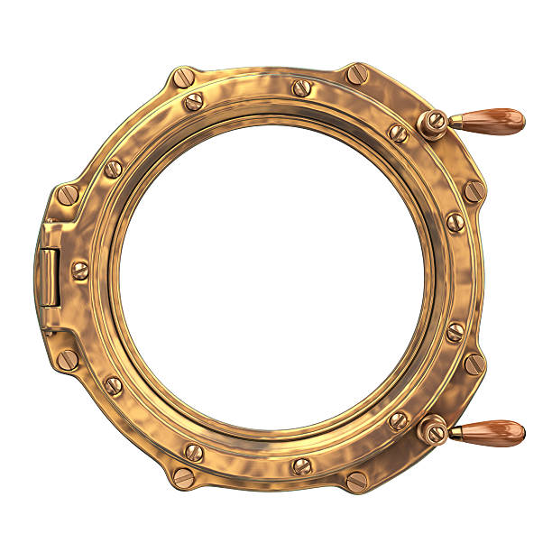 istock Bronze ship porthole isolated on white 521472882