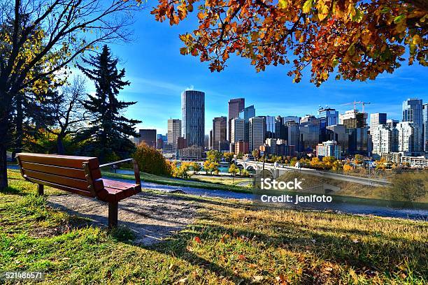 Calgary Skyline From A Park In Autumn Canada Stock Photo - Download Image Now - Calgary, Canada, Autumn