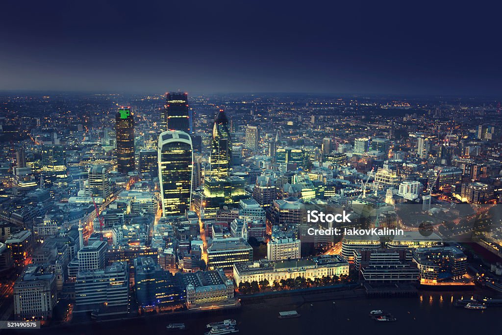 City of London At Sunset Night Stock Photo