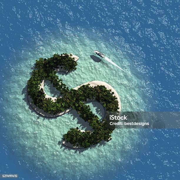 Dollar Sign Island Stock Photo - Download Image Now - Currency, Island, Finance