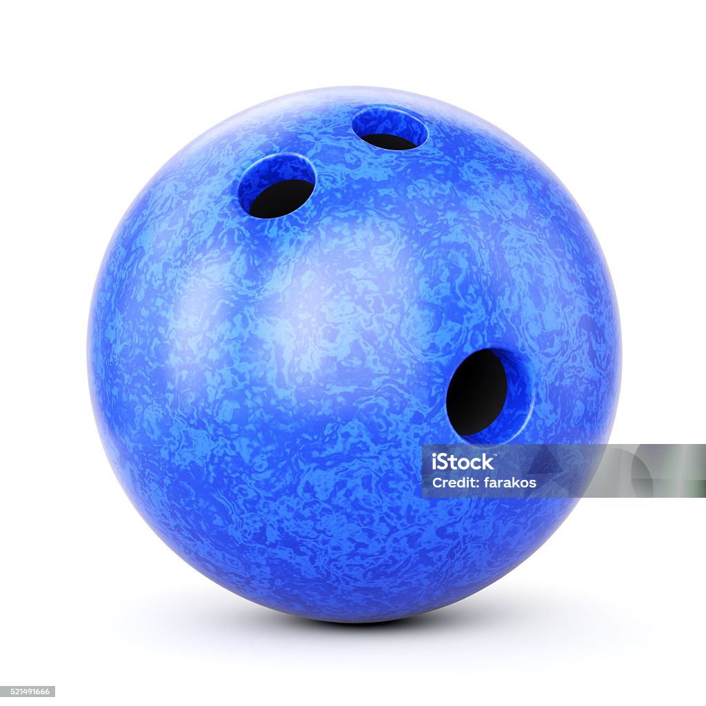 Blue bowling ball Bowling ball with blue marble texture isolated on white background. 3D illustration Ten Pin Bowling Stock Photo