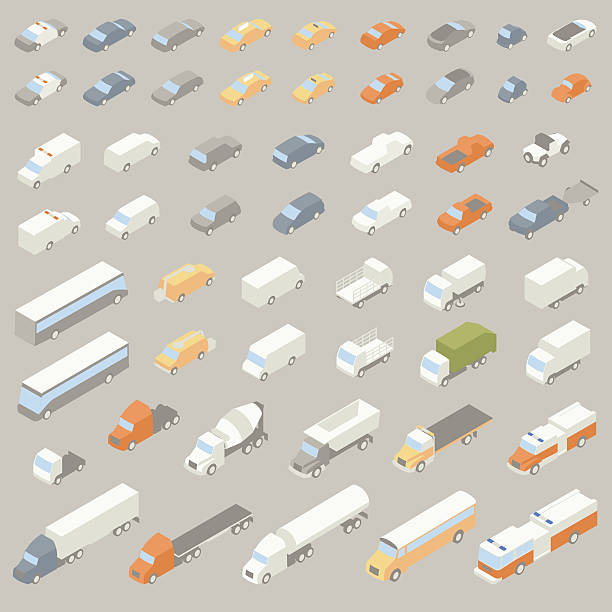 차량 아이콘 제품의 등각투영 - truck fuel tanker transportation mode of transport stock illustrations