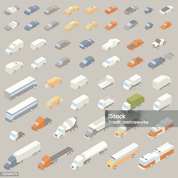 Vehicle Icons Isometric Stock Illustration - Download Image Now - Isometric Projection, Car, Three Dimensional