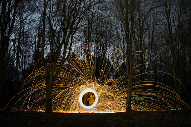 istock Burning steel wool spinned near the sea 521494884