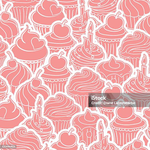 Seamless Cupcakes Background Pattern Stock Illustration - Download Image Now - Cake, Pattern, Birthday Candle