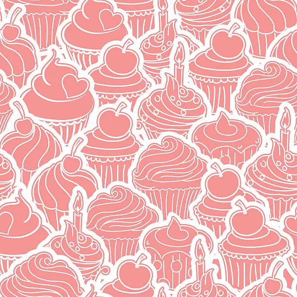 Vector illustration of Seamless Cupcakes Background Pattern