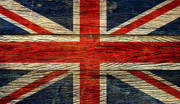 Great britain flag  on old wood background retro effect image
