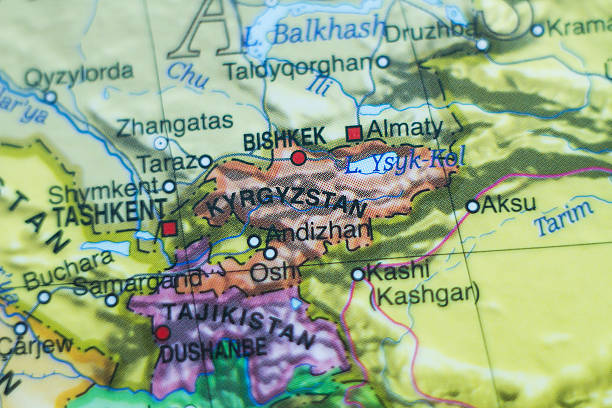 istock Kyrgyzstan country map . 521495516