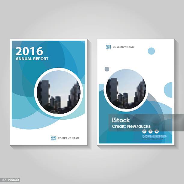 Circle Blue Vector Annual Report Leaflet Brochure Flyer Template Design Stock Illustration - Download Image Now