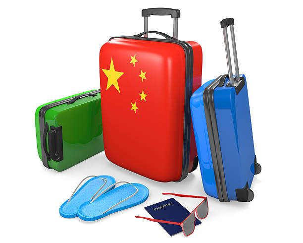 deslocação das bagagens artigos e acessórios de férias para a china - suitcase flag national flag isolated on white imagens e fotografias de stock