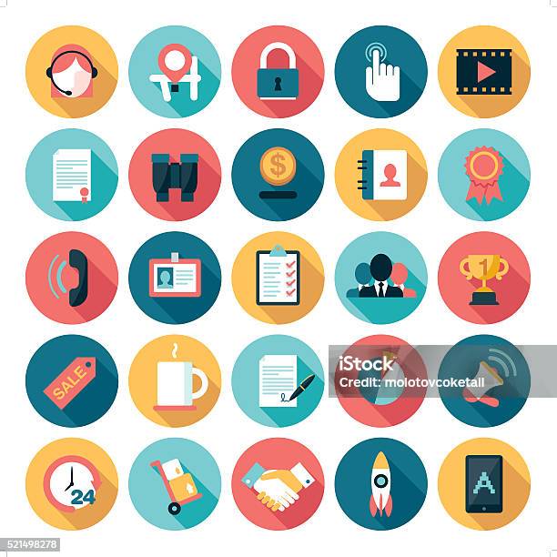 Business Icons Stock Illustration - Download Image Now - Icon, Flat Design, Business